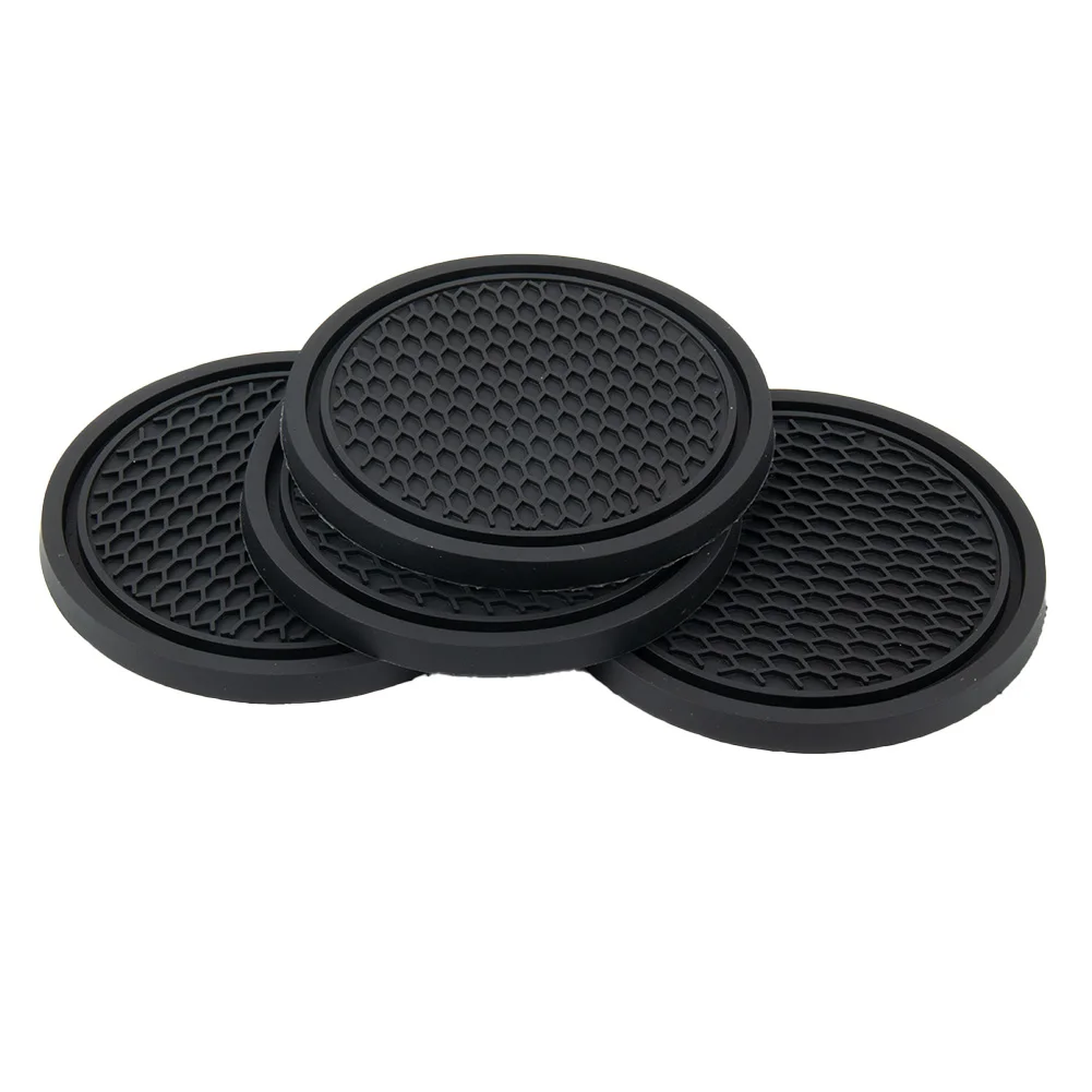 Tablet Car Accessories - 4 個車のコースターノンスリップシリコンマット車の水カップ自動車インテリア滑り止めカップパッドドリンクホルダーマット装飾アクセサリー