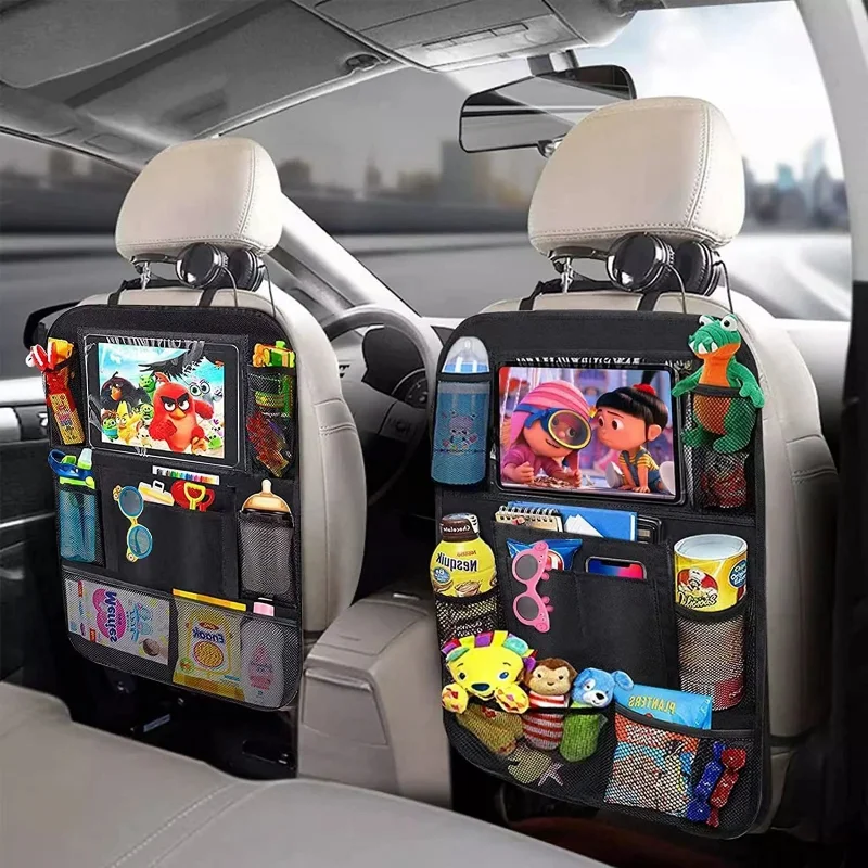 Tablet And Accessories Bag - 車の後部座席オーガナイザー、タッチスクリーン、タブレットホルダー、自動収納ポケットカバー、カーシートバックプロテクター、カーアクセサリー