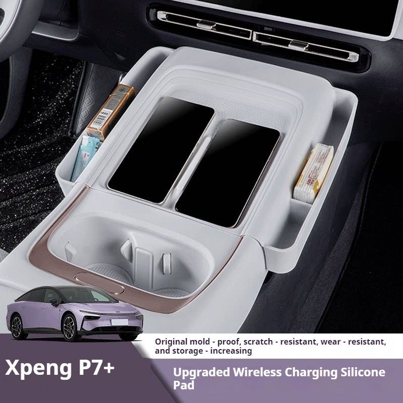 Wireless Charging Pad - Xpeng P7 Plus センターコンソールワイヤレス充電シリコン滑り止め保護パッド収納インテリアアクセサリーに適合