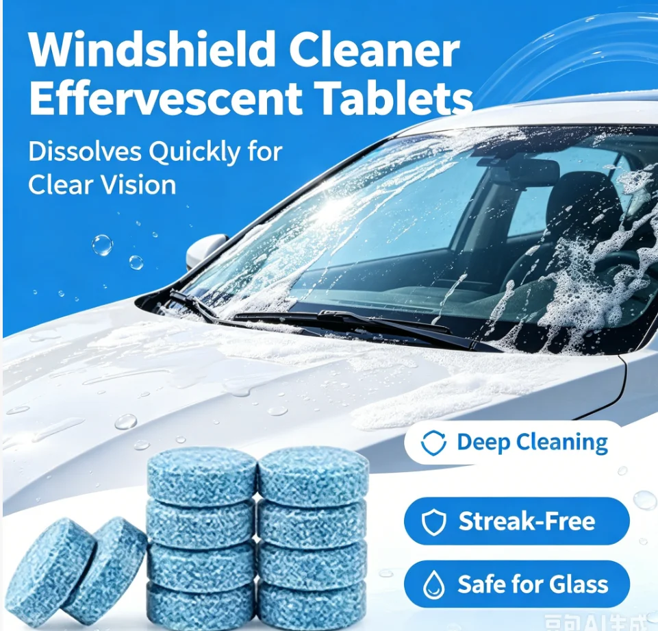 Tablet Car Accessories - 100/2個入り発泡性固形カーウォッシャー、車のフロントガラス用タブレット、ガラス水垢除去剤、汎用自動車クリーナーアクセサリー