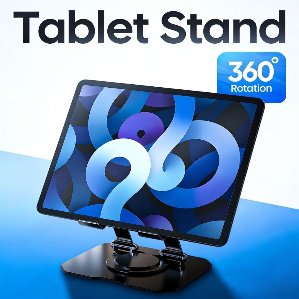 Best Tablet Accessories - 360 ° 回転可能なタブレットスタンド 調整可能な折りたたみ式デスクトップスタンドホルダー 4.7-12インチのiPad Pro/Air/Minラップトップタブレットに対応
