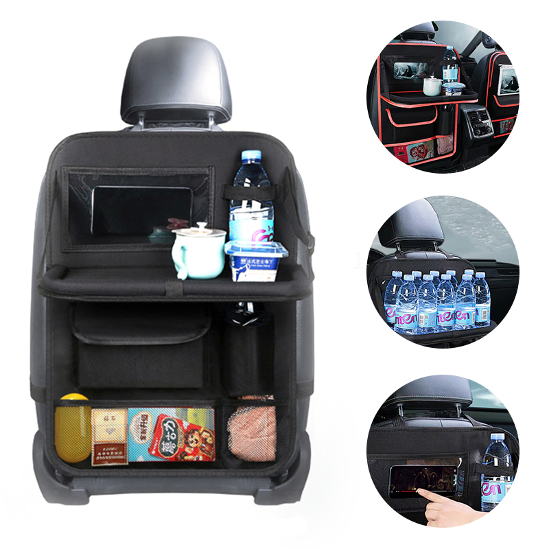 Tablet And Accessories Bag - 折りたたみ式カーシートオーガナイザー トレイ付き タブレットホルダー マルチポケット収納 車内収納 整理整頓
