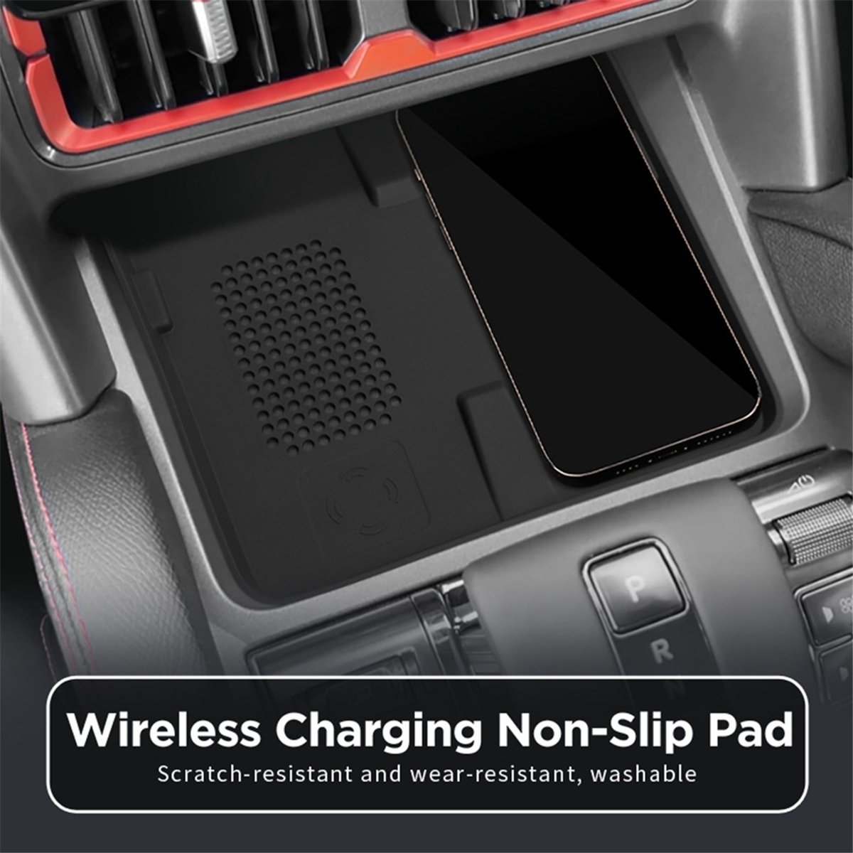 Wireless Charging Pad - BYD SHARK 2024用 車載ワイヤレス充電パッド 超特価セール！滑り止め付きシリコン製保護マット、自動車用スマホ充電マット