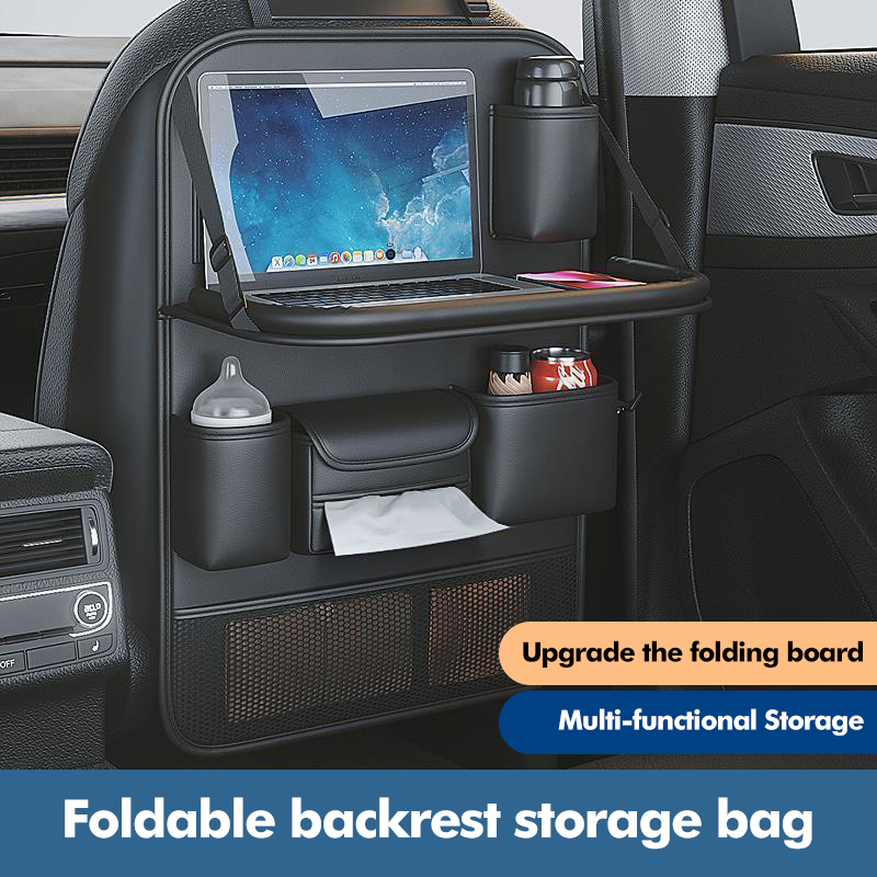 Tablet And Accessories Bag - カーシートバック多機能収納バッグ大容量ポケット後部座席オーガナイザー折りたたみ式ダイニングテーブルタブレットトレイ吊り下げバッグ