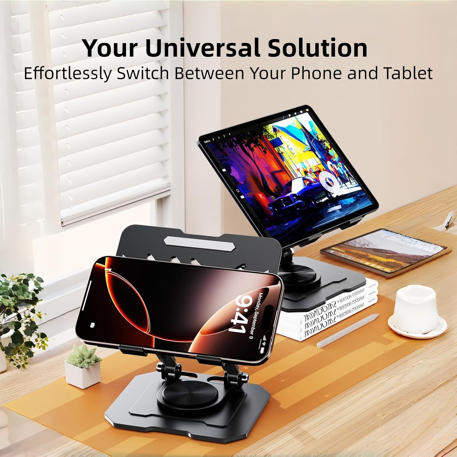 炭素鋼製デュアルロッドタブレットホルダー、360度回転可能な - Best Tablet Accessories のレビューと価格