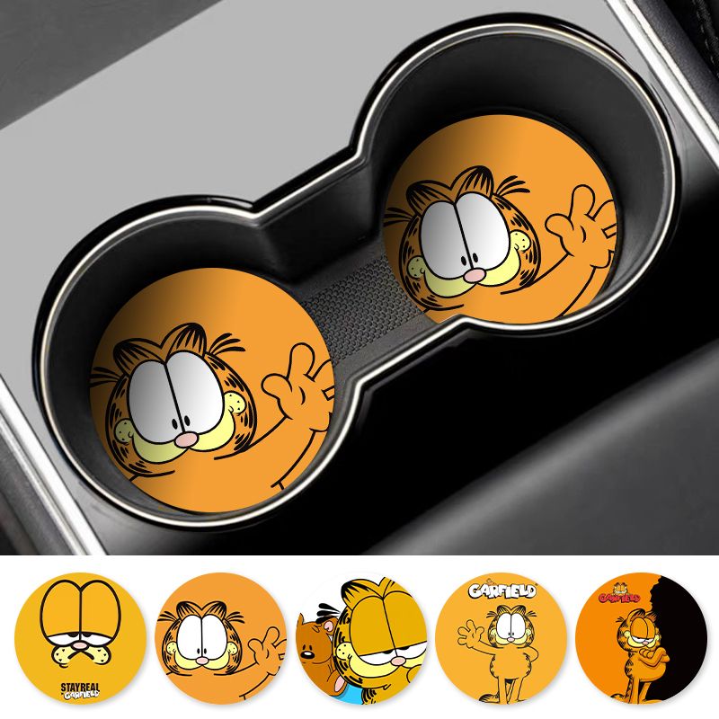 漫画ガーフィールド車用カップコースターユニバーサル滑り止めオ - Tablet Car Accessories のレビューと価格