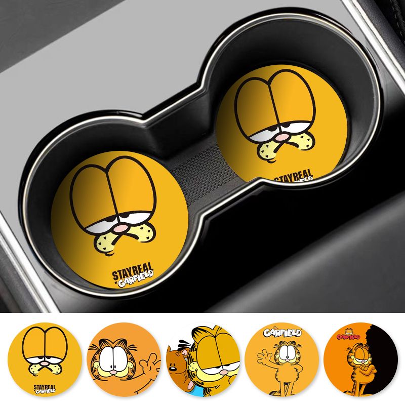 漫画ガーフィールド車用カップコースターユニバーサル滑り止めオ - Tablet Car Accessories のレビューと価格